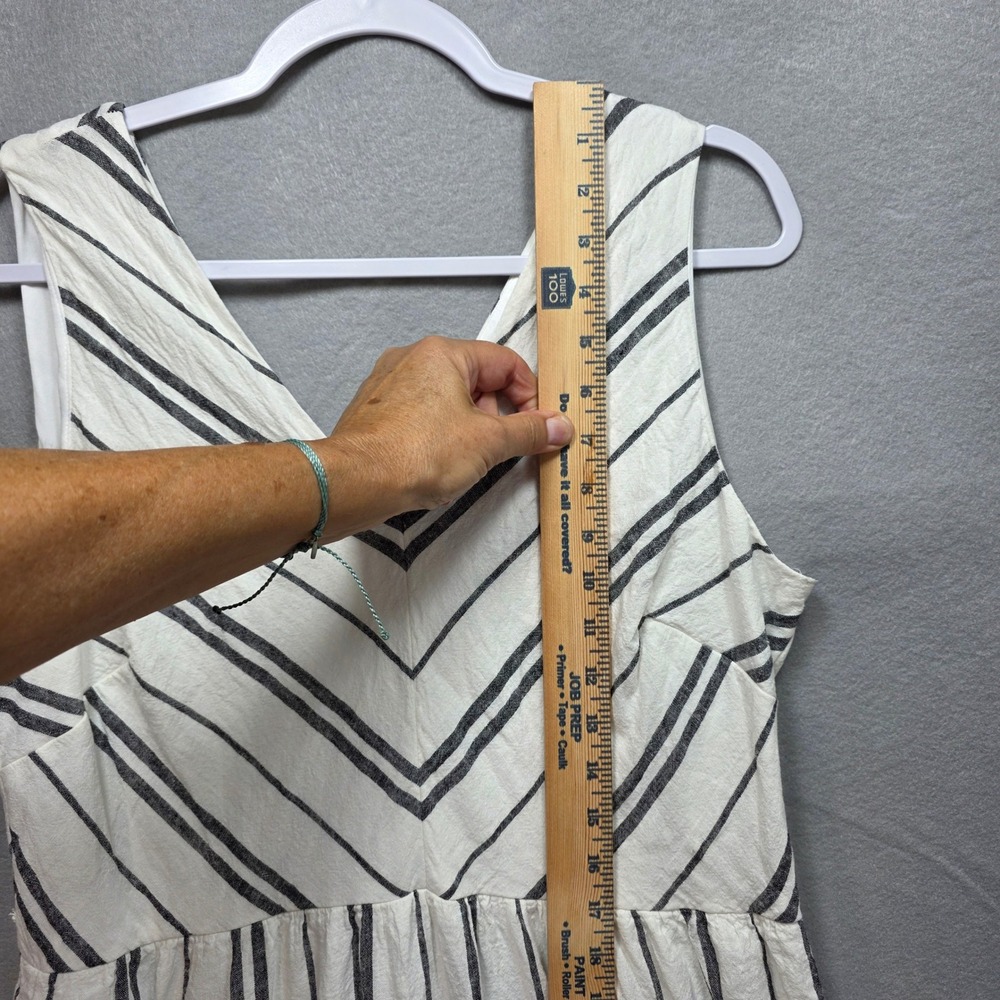 DKNY Striped Linen Blend Tiered Vneck Maxi Dress Womens 16 Black White - Picture 10 of 12